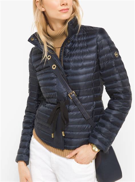 michael kors puffer jacket blue|Michael Kors packable puffer jacket.